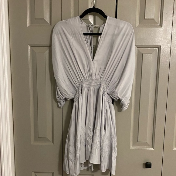mustard seed grey dress Mustard Seed Women's Puff Sleeve V-Neck Mini Dress, Size Medium